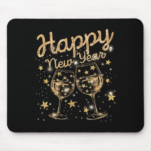 Happy New Year Champagne New Years Men Women Mousepad (Vorne)