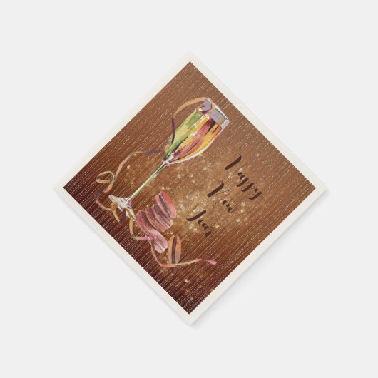 Happy New Year Champagne und Cookies Serviette (Ecke)