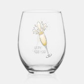 Happy New Year Champagne Weinglas Ohne Stiel (Rückseite)