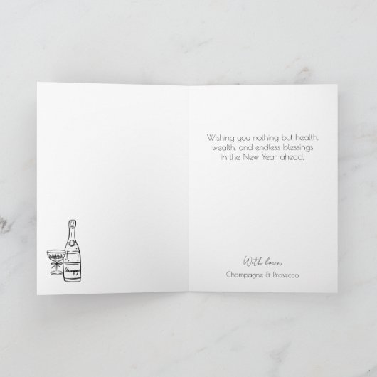 Happy New Year Champagner Tower Gruß Karte (Innenseite)