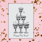 Happy New Year Champagner Tower Gruß Karte