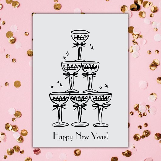 Happy New Year Champagner Tower Gruß Karte