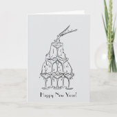 Happy New Year Champagner Tower Gruß Karte (Vorderseite)