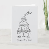 Happy New Year Champagner Tower Karte (Vorderseite)