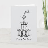 Happy New Year Champagner Tower Karte (Vorderseite)