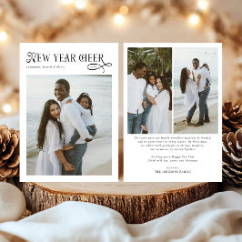 Happy New Year Cheer Modern Family 4 Photo Collage Feiertagskarte