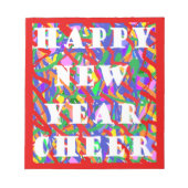 Happy New Year Cheer saisonale Design helle Farben Notizblock (Vorderseite)