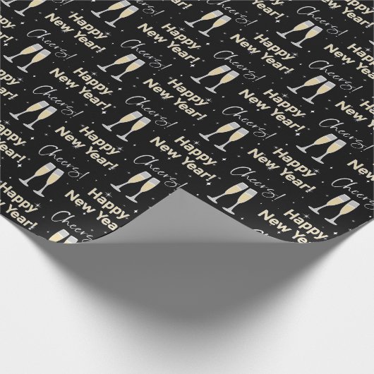 Happy New Year Cheers Champagne Toast Geschenkpapier (Ecke)