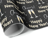 Happy New Year Cheers Champagne Toast Geschenkpapier (Rolleneckpunkt)