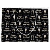 Happy New Year Cheers Champagne Toast Große Geschenktüte (Rückseite)