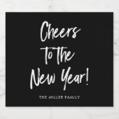 Happy New Year Cheurs to New Year Black Modern Schaumweinetikett (Einzelnes Label)