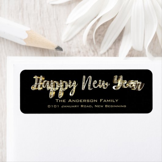 Happy New Year Chic Black and Gold Script (Insitu)