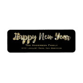 Happy New Year Chic Black and Gold Script (Vorne)