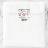 Happy New Year Chic Watercolor Dekorationen Quadratischer Aufkleber (Tasche)