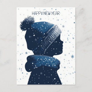 Happy New Year Child Sillhouette Feiertagspostkarte