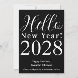 Happy New Year Classic Black and White Feiertagskarte