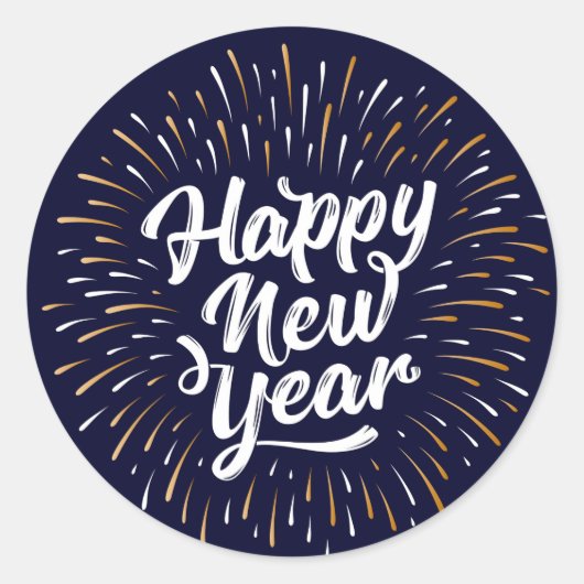 Happy New Year Classic Round Sticker (Vorderseite)