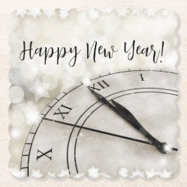 Happy New Year Clock at Midnight Untersetzer