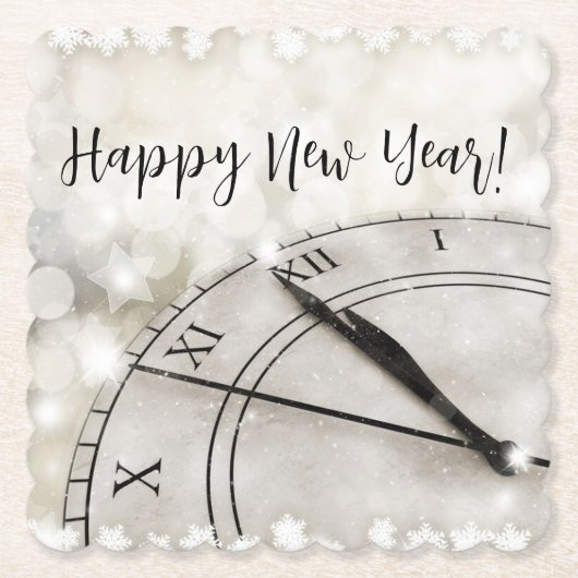 Happy New Year Clock at Midnight Untersetzer (Vorderseite)
