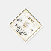 Happy New Year Clock Gold und Black Napkins Serviette (Ecke)