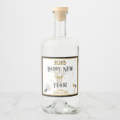 Happy New Year Clock, Hat, Confetti, Custom Champa Alkoholflaschenetikett (Vorderseite)
