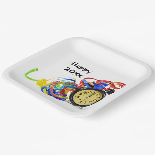 Happy New Year Clock Party Pappteller (Gewinkelt)