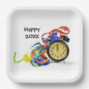 Happy New Year Clock Party Pappteller