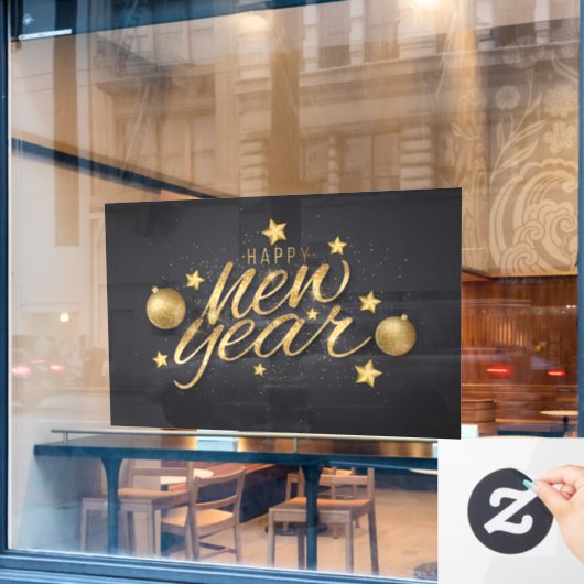 Happy New Year Clying Fensteraufkleber (Café-Fenster)