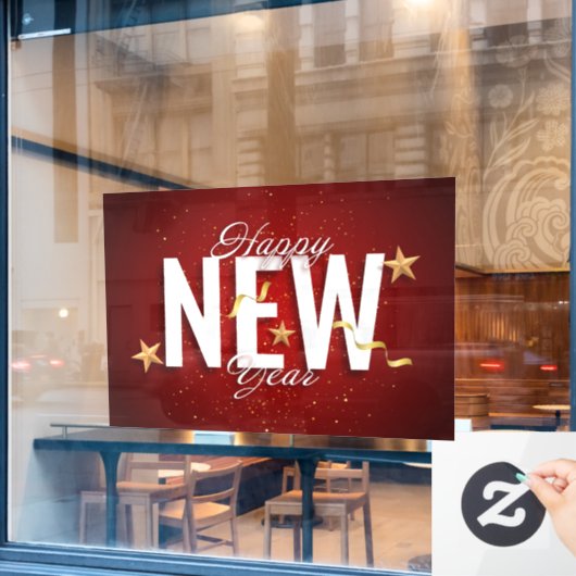 Happy New Year Clying Fensteraufkleber (Café-Fenster)