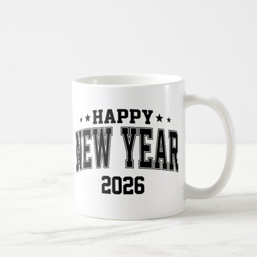 Happy New Year College Letter Style Kaffeetasse (Rechts)