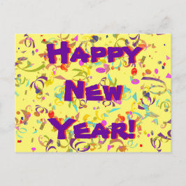 Happy New Year Colorful Confetti Jeden Anlaß Postkarte