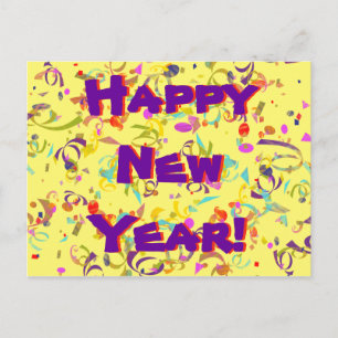 Happy New Year Colorful Confetti Jeden Anlaß Postkarte