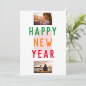 Happy New Year Colorful Modern 2 Fotos Karte (Stehend Vorderseite)
