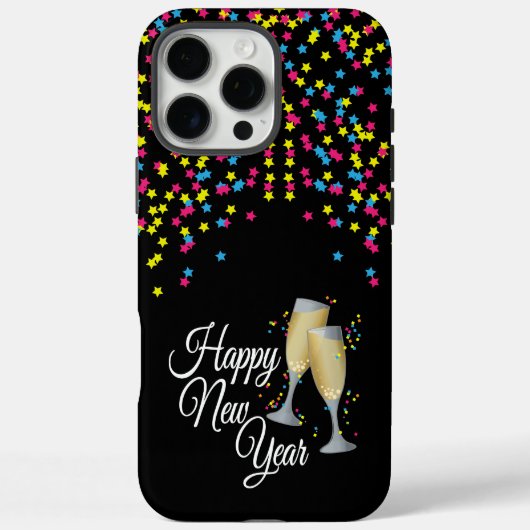 Happy New Year Confetti Champagne Brillen Case-Mate iPhone Hülle (Rückseite)