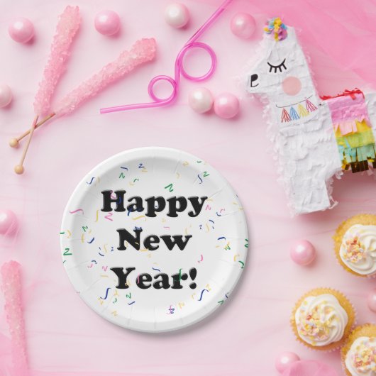 Happy New Year Confetti New Years Pappteller (Party)
