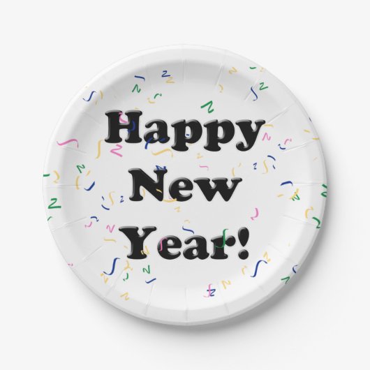 Happy New Year Confetti New Years Pappteller (Vorderseite)