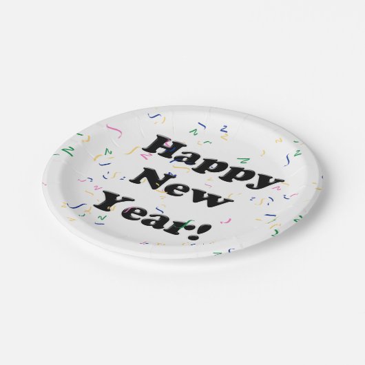 Happy New Year Confetti New Years Pappteller (Schrägansicht)