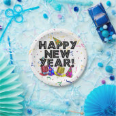 Happy New Year Confetti New Years Pappteller (Party)