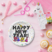 Happy New Year Confetti New Years Pappteller (Party)