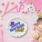 Happy New Year Confetti New Years Pappteller (Party)