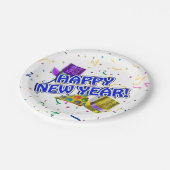 Happy New Year Confetti New Years Pappteller (Schrägansicht)