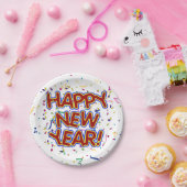 Happy New Year Confetti New Years Pappteller (Party)
