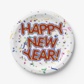 Happy New Year Confetti New Years Pappteller (Vorderseite)