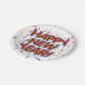 Happy New Year Confetti New Years Pappteller (Schrägansicht)