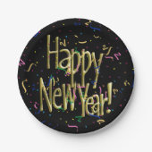 Happy New Year Confetti New Years Pappteller (Vorderseite)