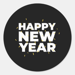 Happy New Year Confetti NYE Silvester Runder Aufkleber