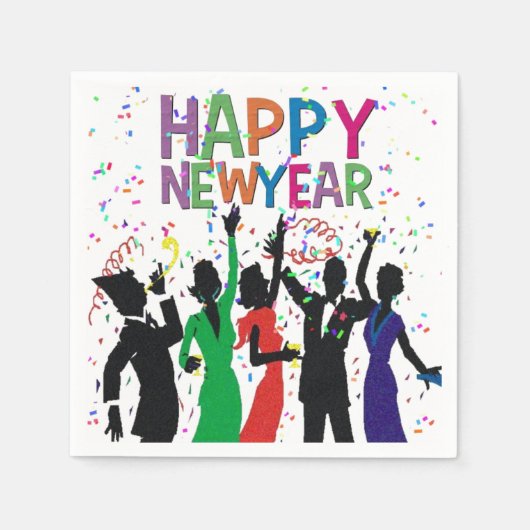 Happy New Year Confetti Party Napkins Serviette (Vorderseite)