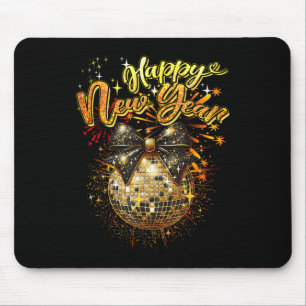 Happy New Year Coquette Bow Disco Silvester Mousepad