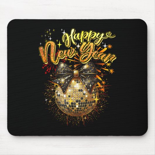 Happy New Year Coquette Bow Disco Silvester Mousepad (Vorne)