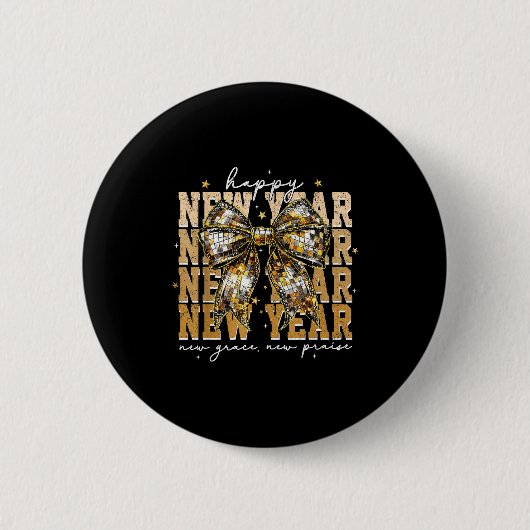 Happy New Year Coquette Bow New Year New Grace New Button (Vorderseite)